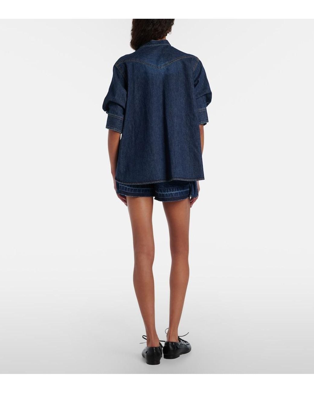 Sacai Blue Belted Denim Shorts