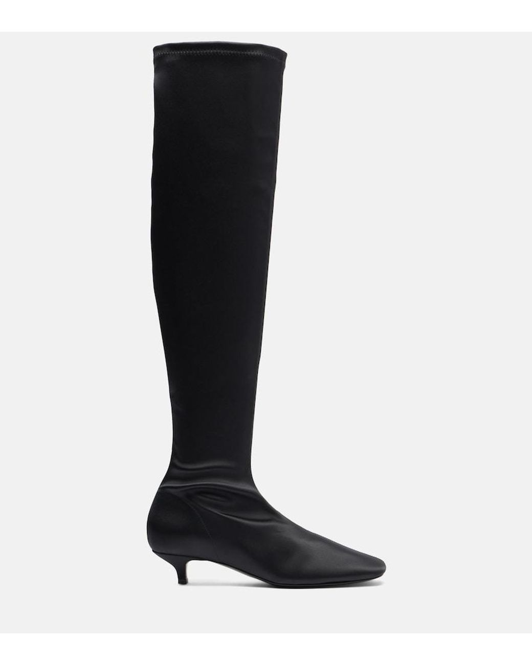 Totême Black Satin Knee-High Boots