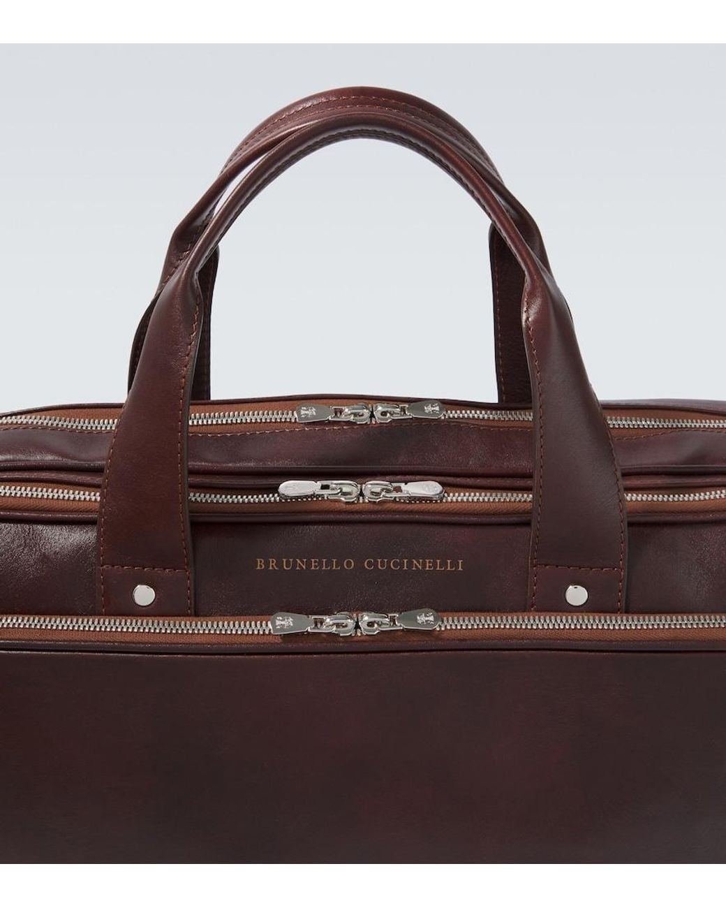 Brunello Cucinelli Brown Leather Briefcase for men
