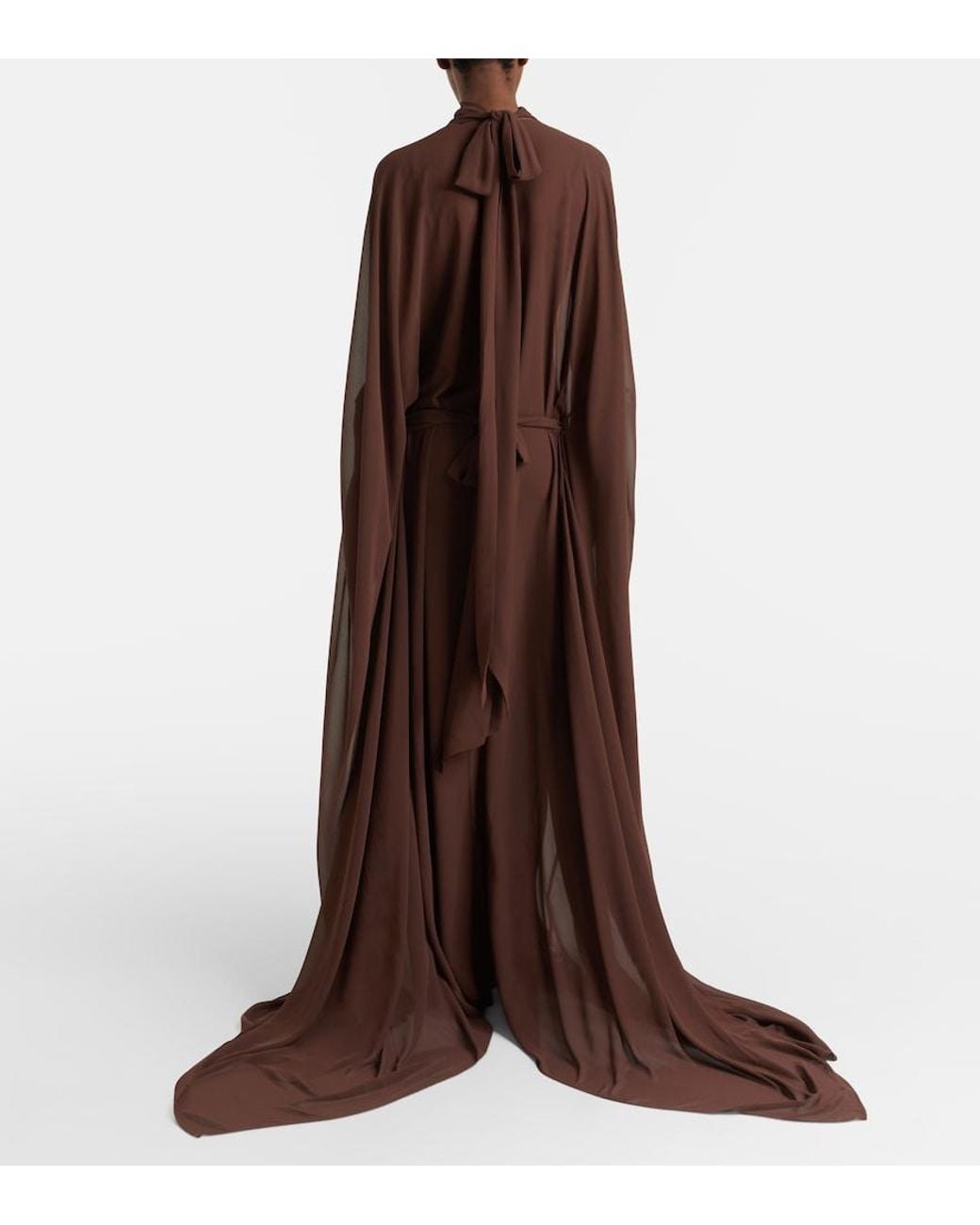 De La Vali Brown Nila Chiffon Gown