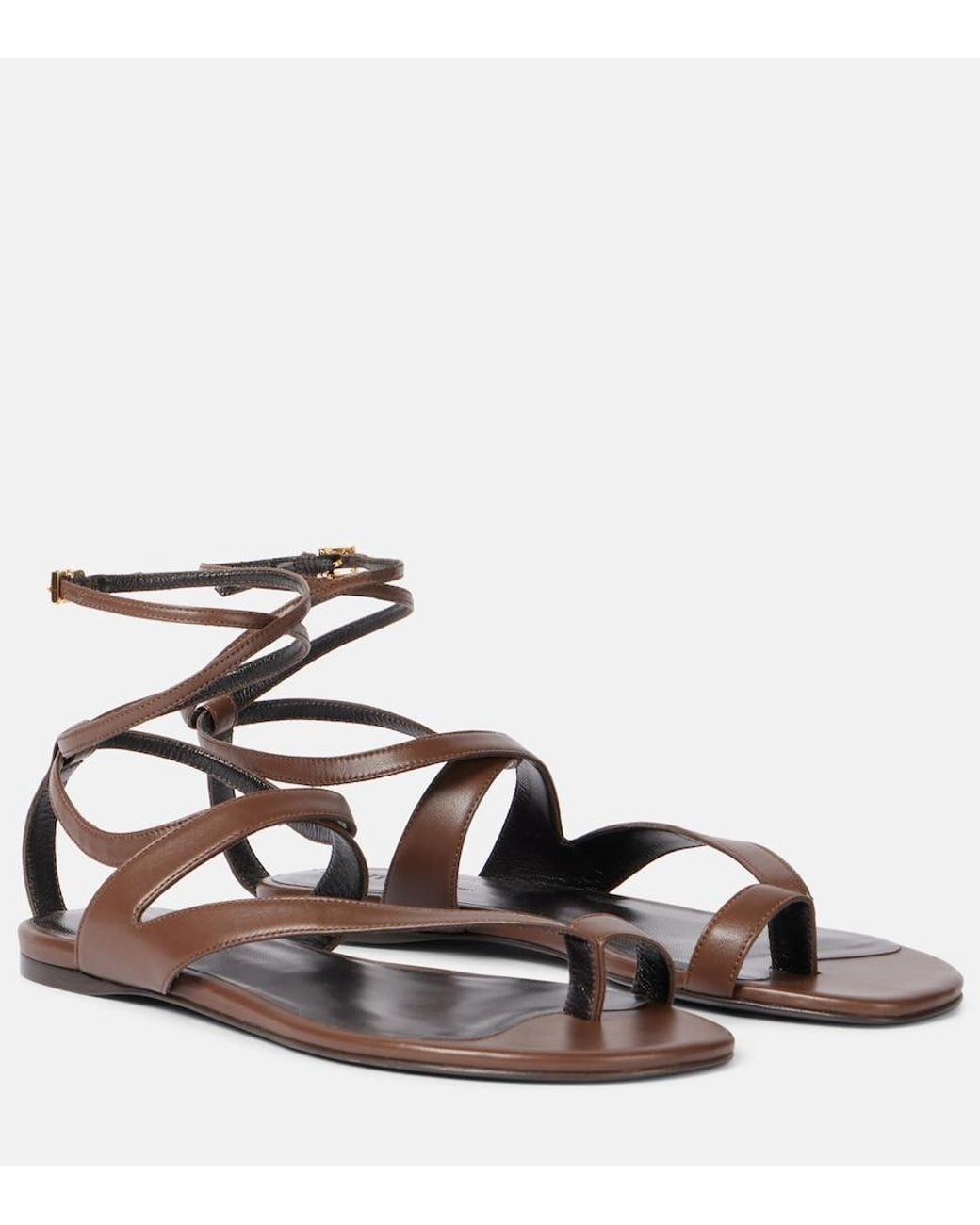 Khaite Brown Aimee Leather Sandals