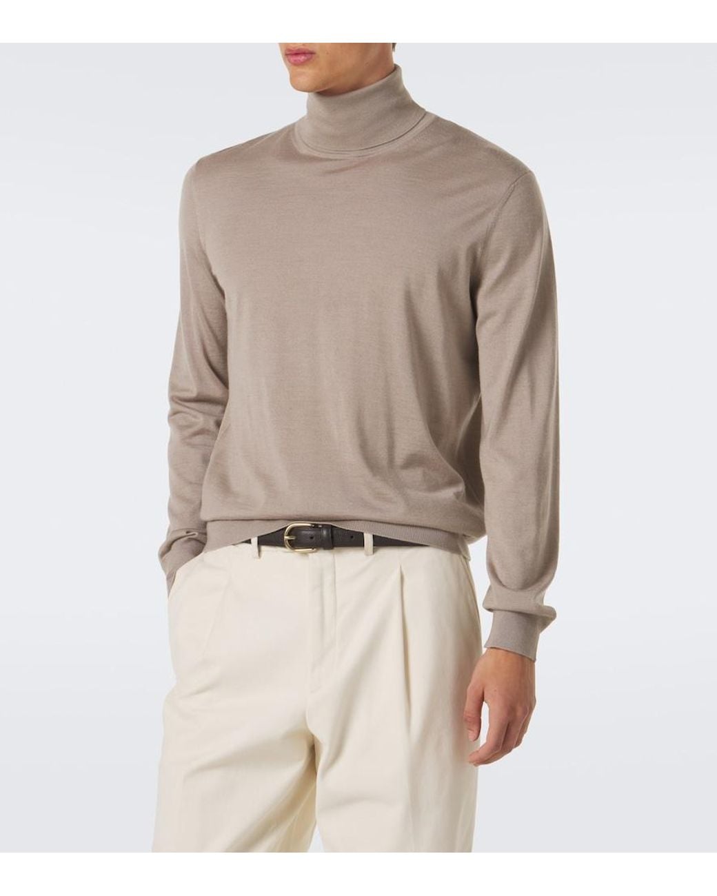 Zegna Natural Cashmere And Silk Turtleneck Sweater for men