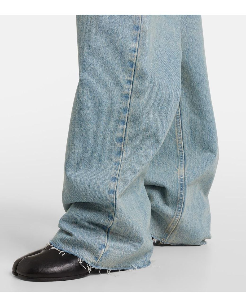Maison Margiela Blue Frayed Straight Jeans