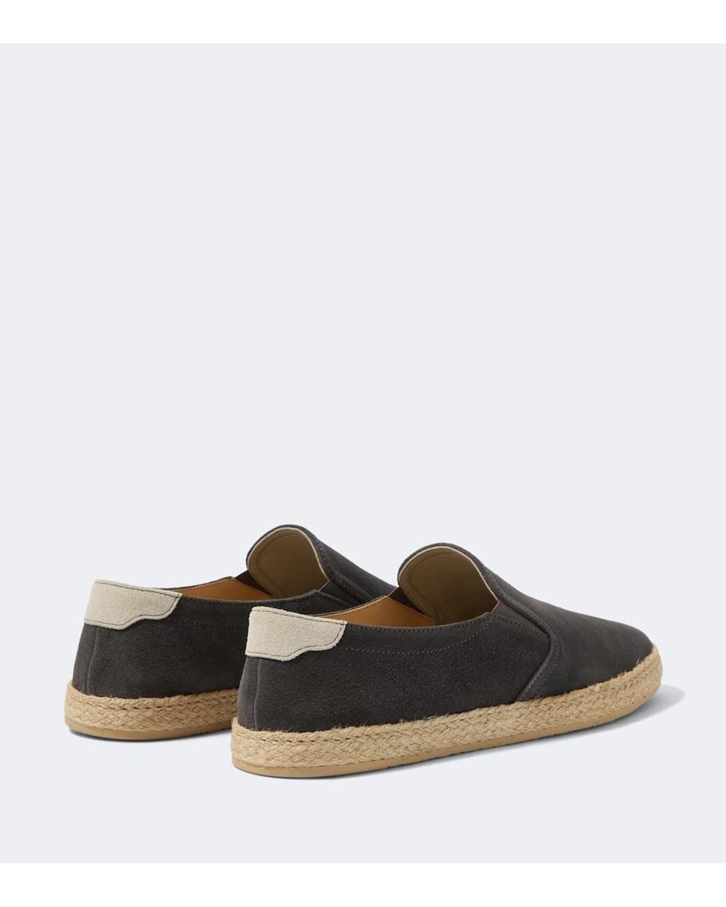 Brunello Cucinelli Brown Jute-Trimmed Suede Slip-On Shoes for men