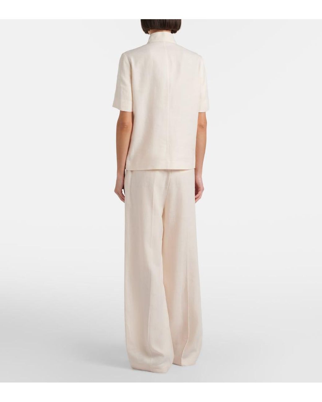 Loro Piana White Lodger Linen And Wool Wide-Leg Pants