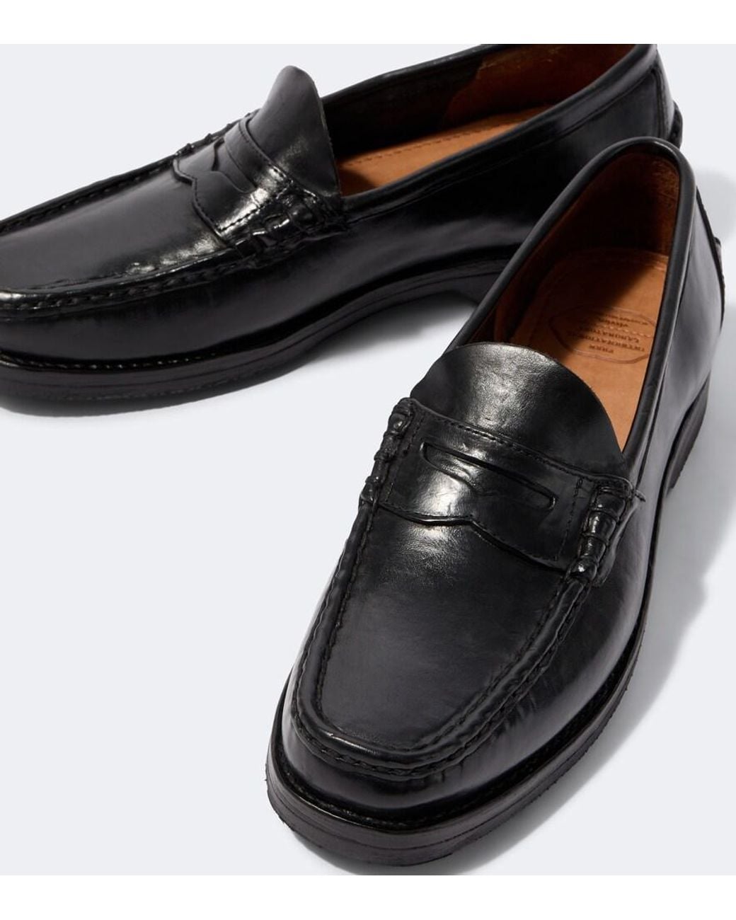 Visvim Black Fabro-Folk Leather Penny Loafers for men