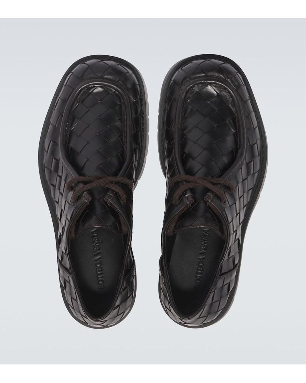 Bottega Veneta Black Haddock Intrecciato Leather Derby Shoes for men