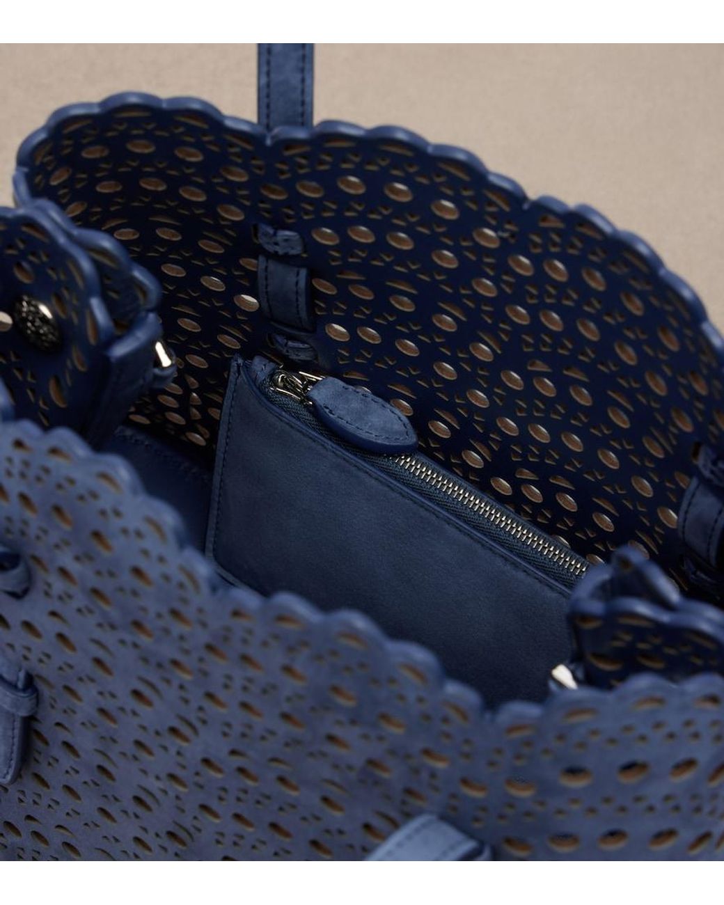 Alaïa Blue Mina 20 Medium Leather Top-Handle Bag