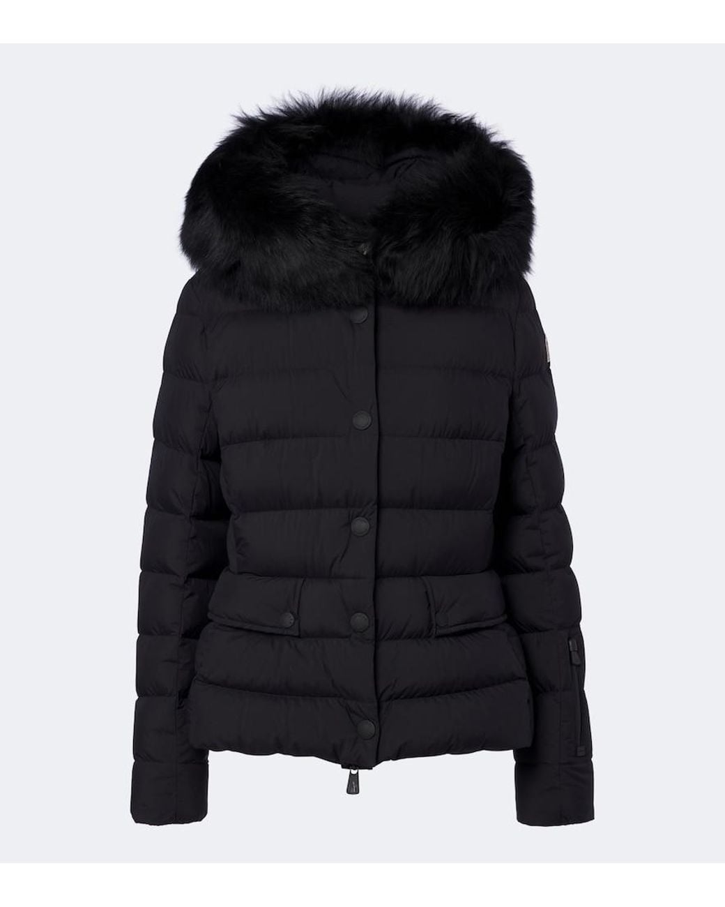 Moncler Black Armoniques Shearling-Trimmed Ski Jacket