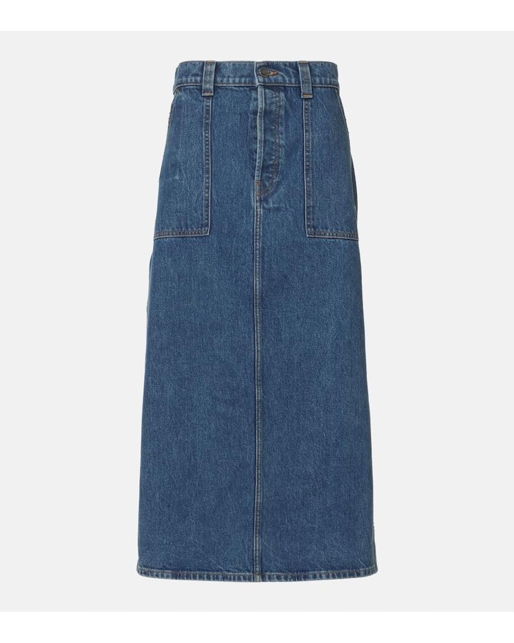 Khaite Blue Genevieve Denim Maxi Skirt