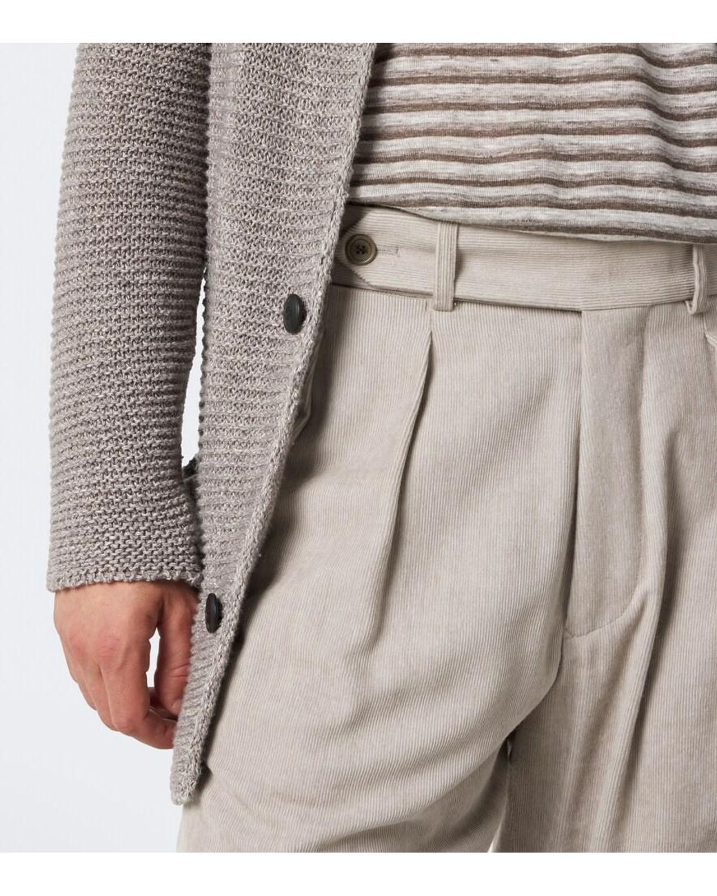 Giorgio Armani Gray Pleated Straight Pants for men