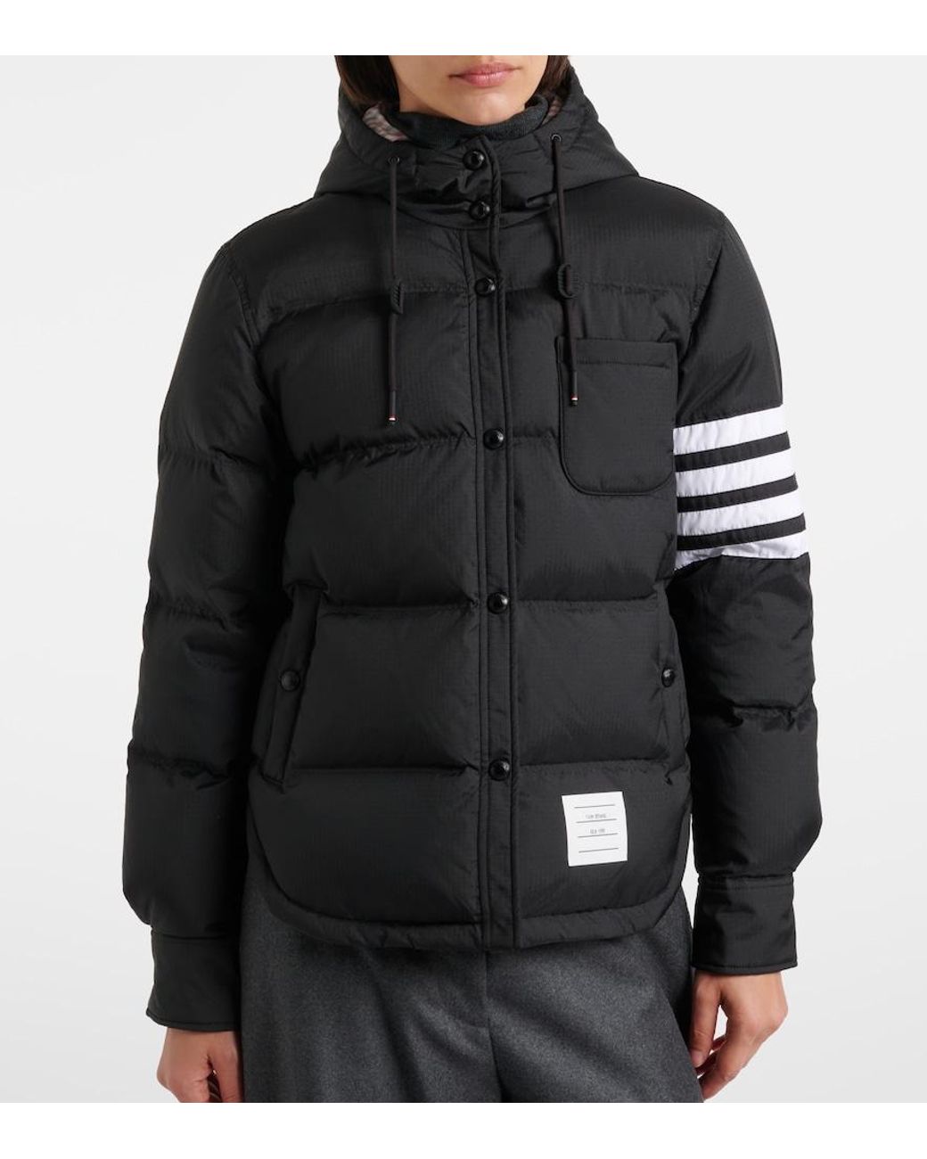 Thom Browne Black 4-Bar Hooded Quilted Down Jacket