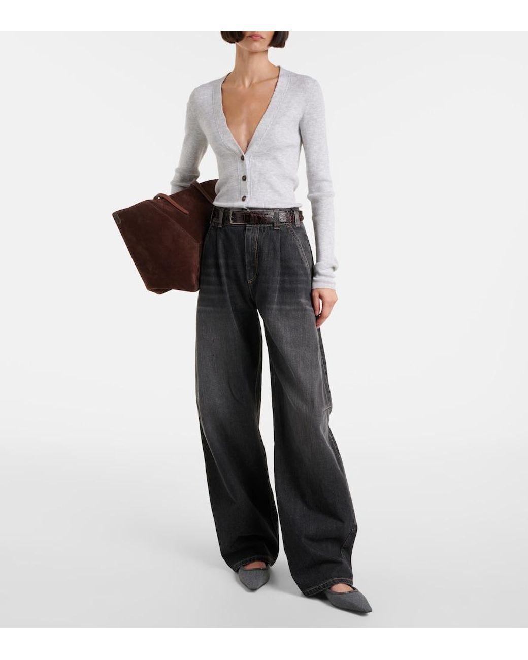 Brunello Cucinelli Gray Monili Ballet Flats