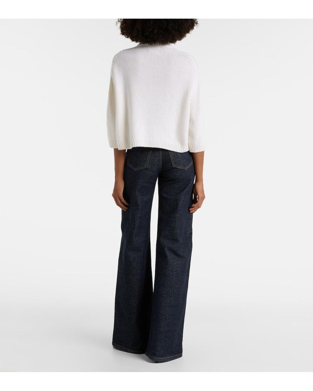 Khaite White Sabina Cropped Cashmere Sweater