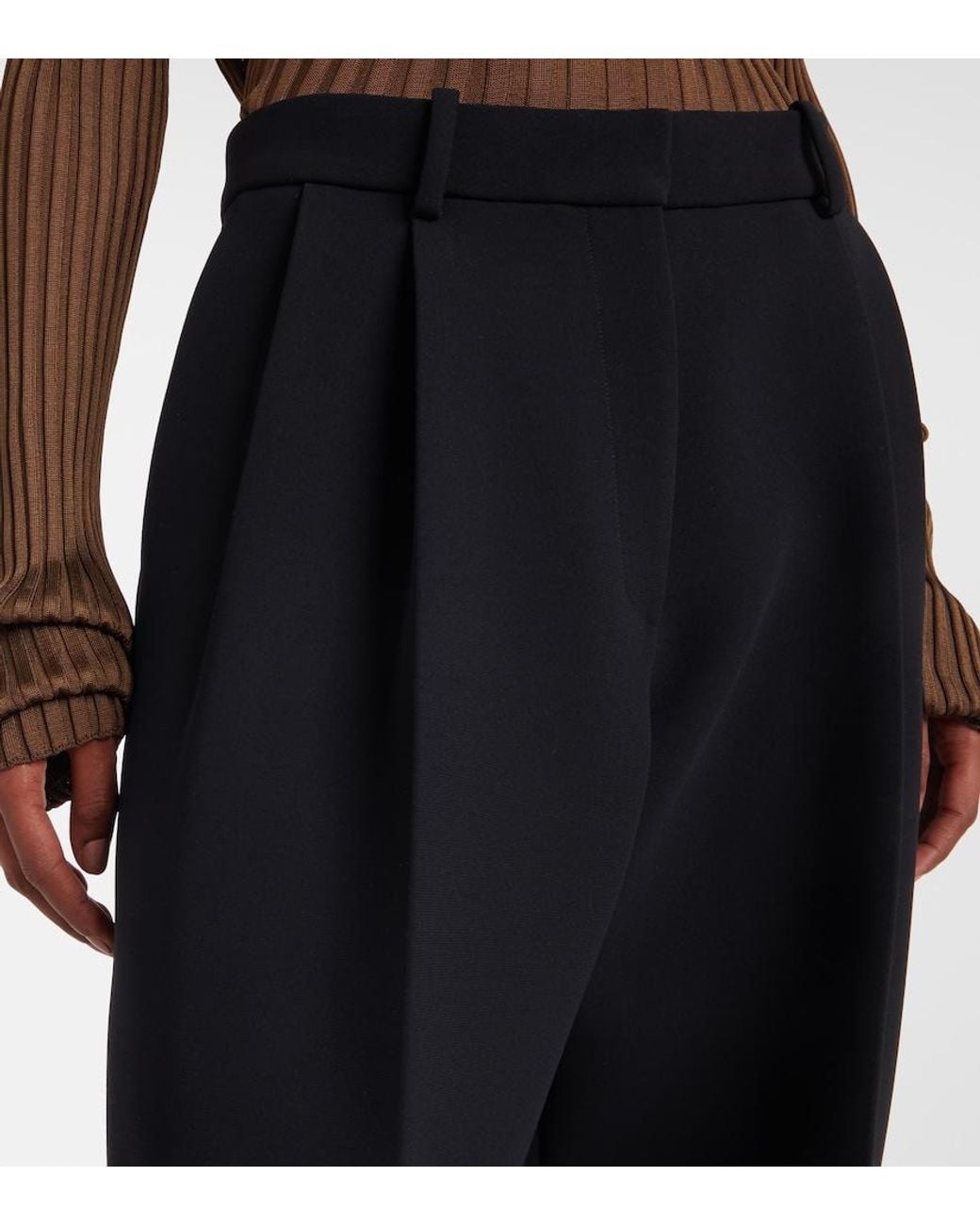 Khaite Blue August High-Rise Wide-Leg Pants