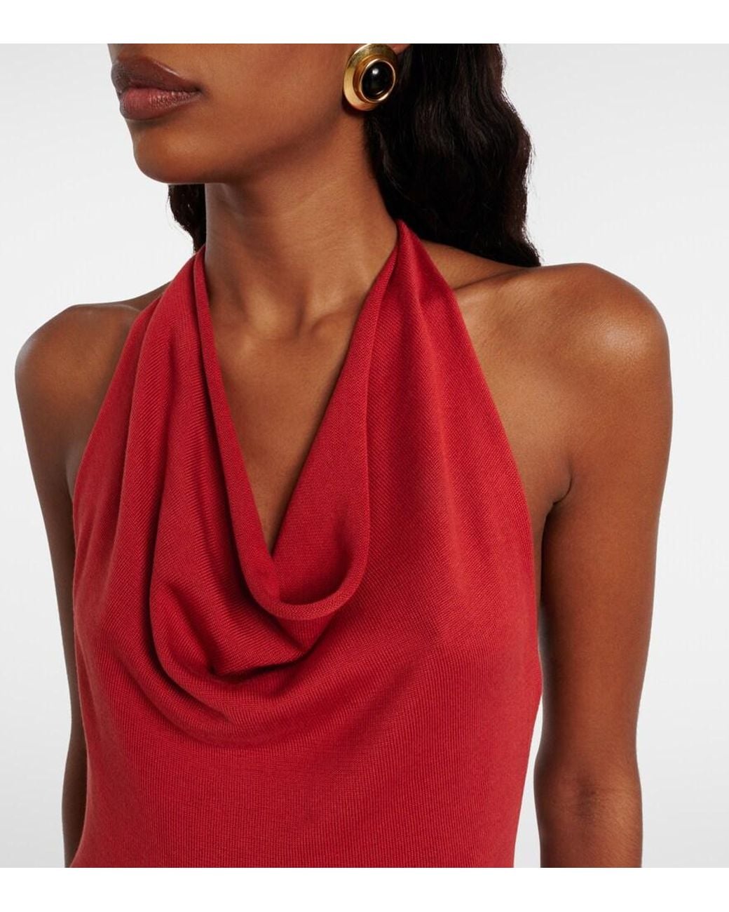 AYA MUSE Red Scarf-Detail Silk-Blend Jersey Gown