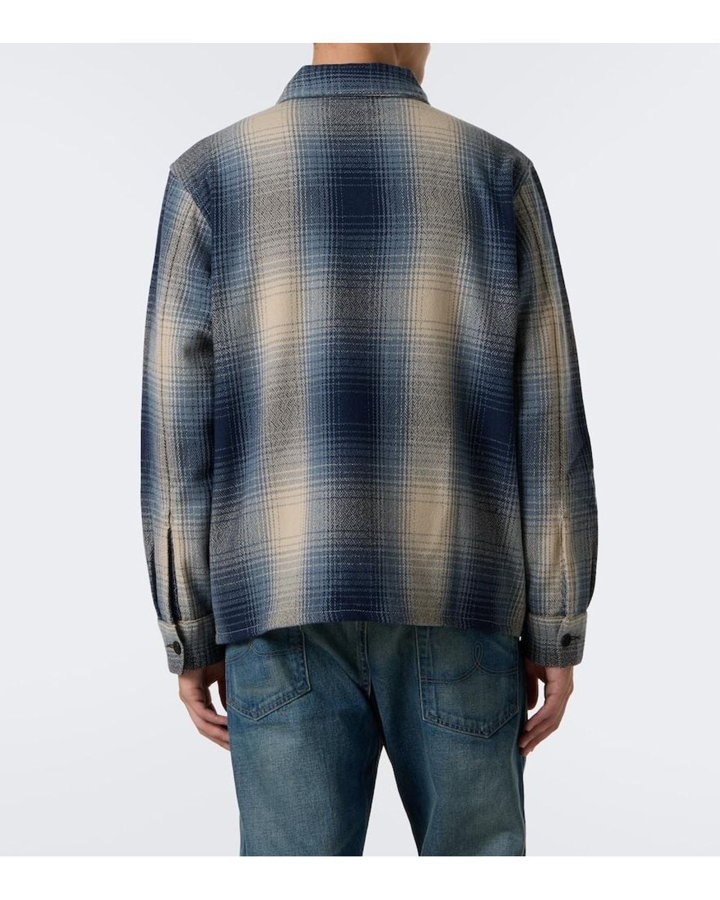 RRL Blue Plaid Wool Twill Shirt for men