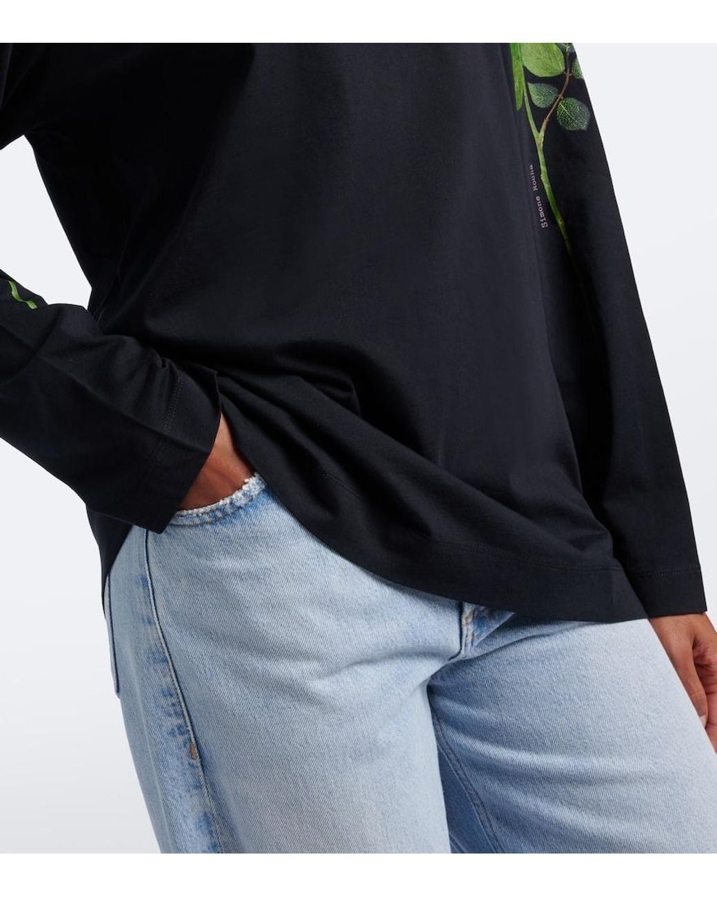 Simone Rocha Blue Floral Cotton Jersey T-Shirt
