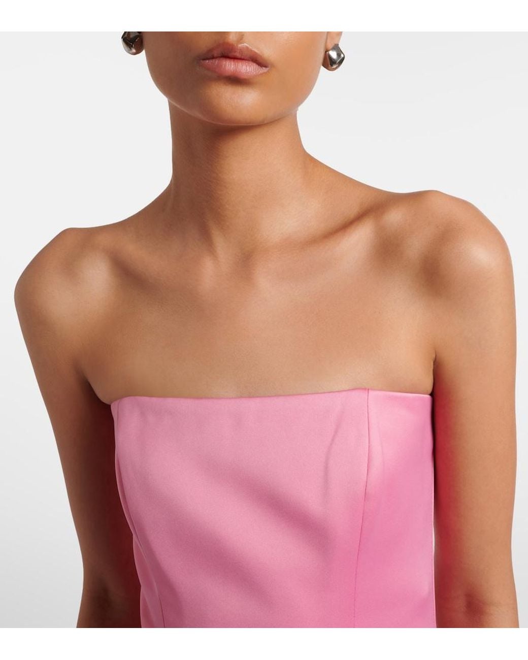 LEO LIN Pink Rayna Floral-Applique Bustier Gown