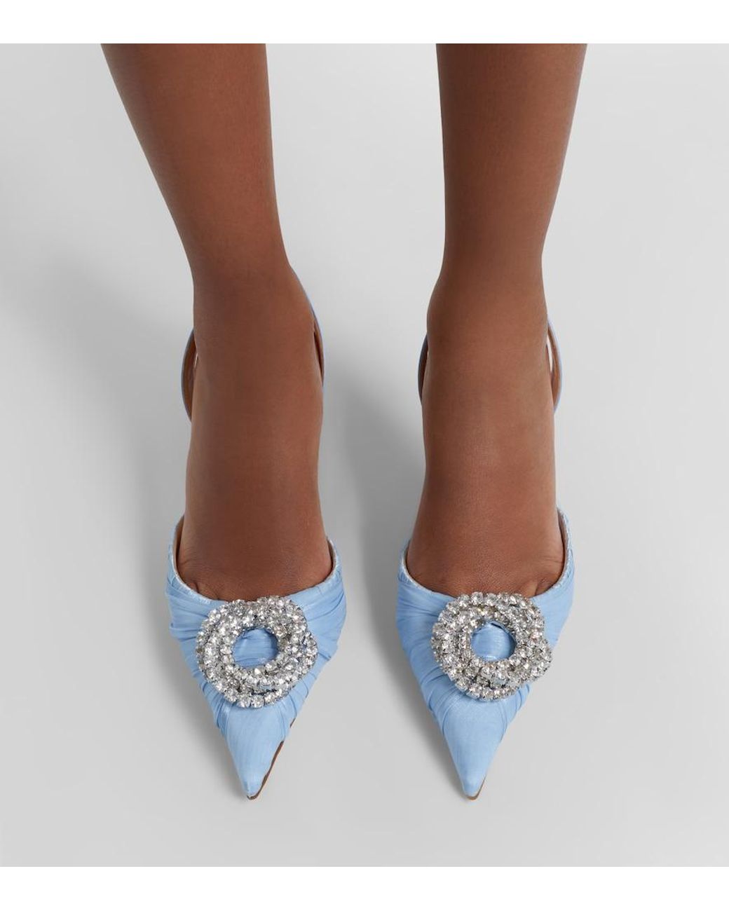 Mach & Mach Blue Galaxy Embellished Organza Slingback Pumps