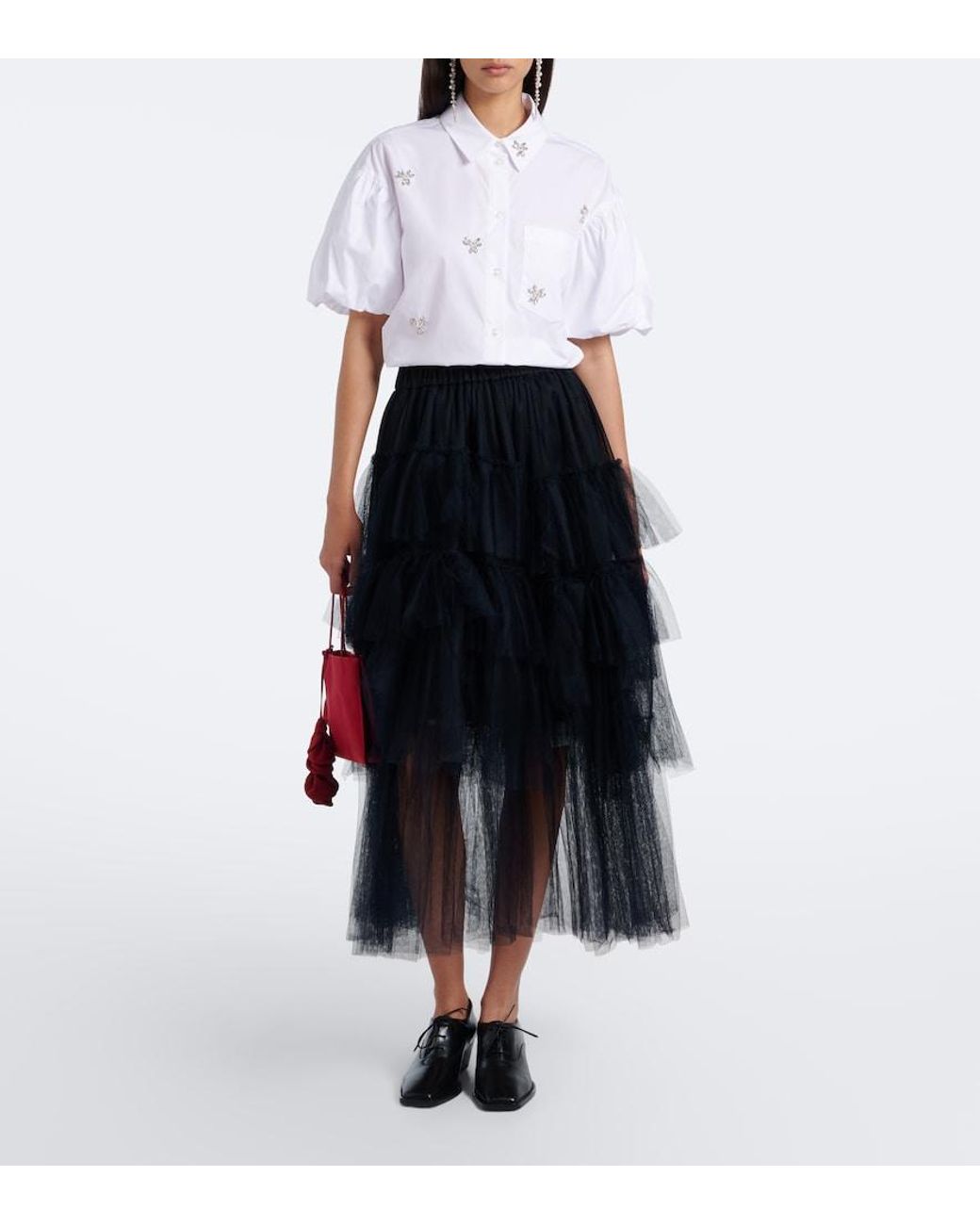 Simone Rocha White Embellished Cotton Poplin Shirt