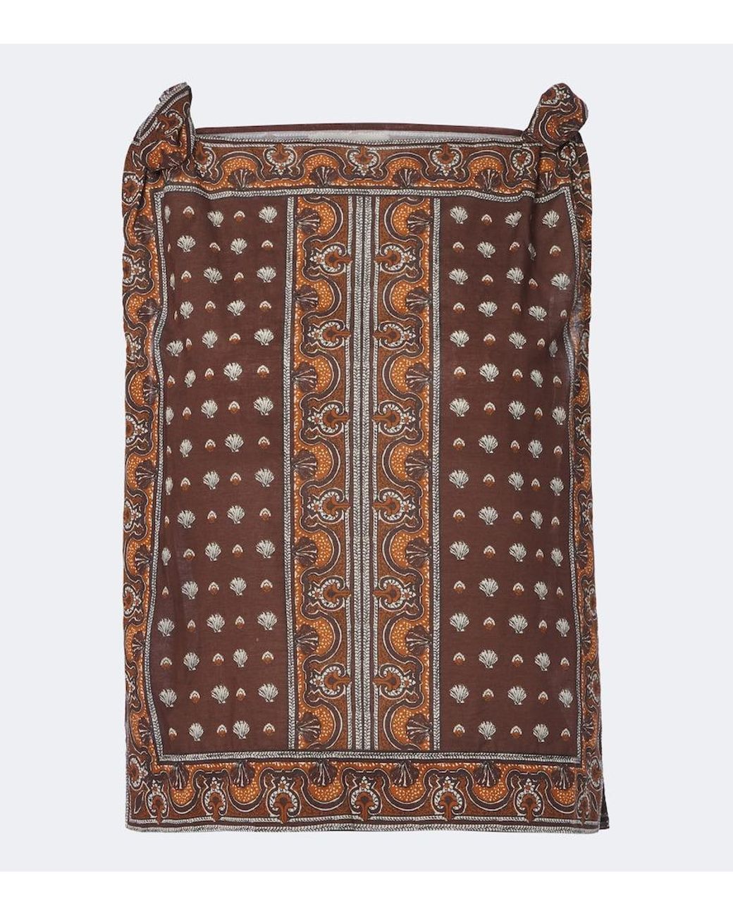 Doen Brown Amalia Printed Cotton Voile Top