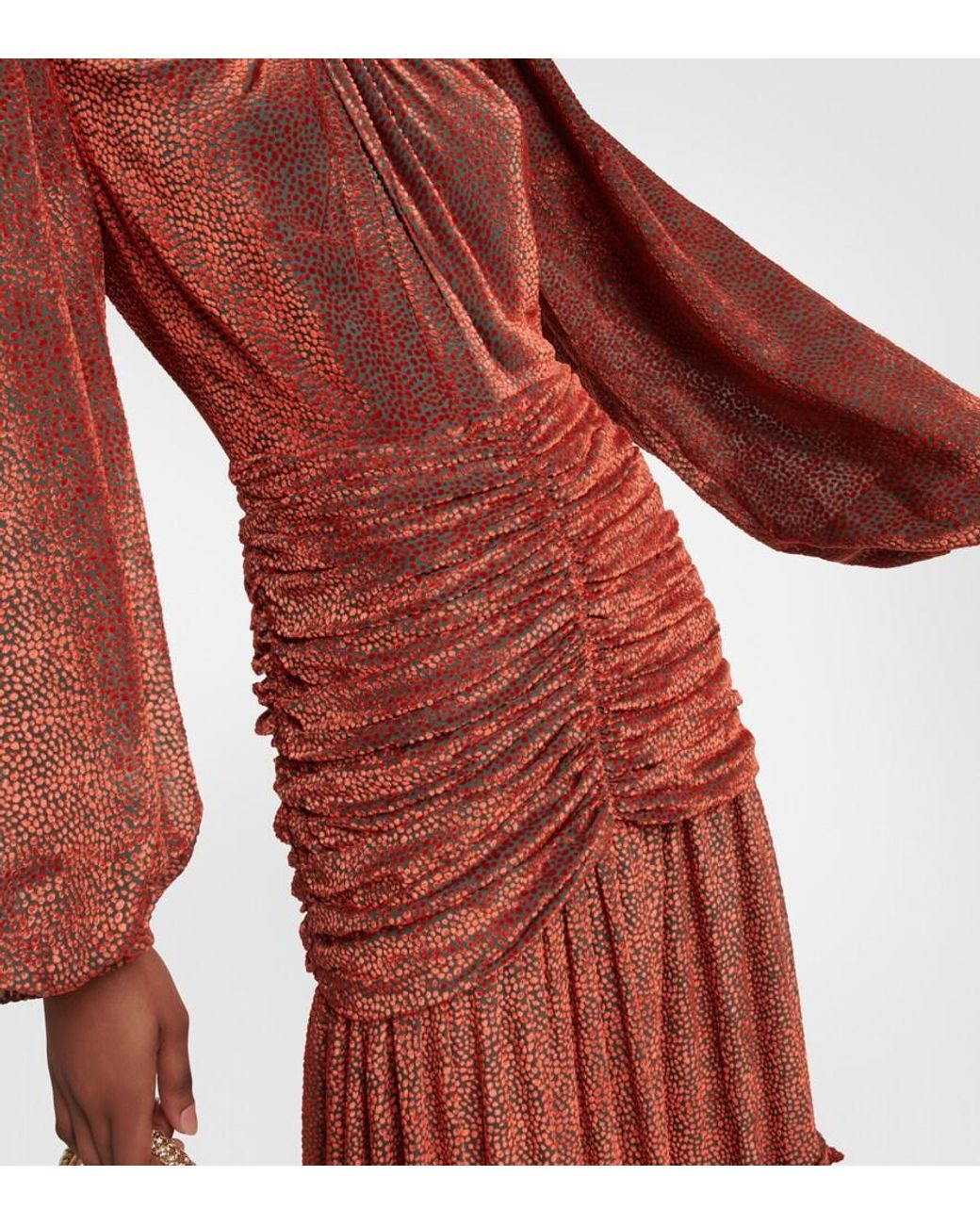 Costarellos Brown Sabrina Ruched Devoré-velvet Gown