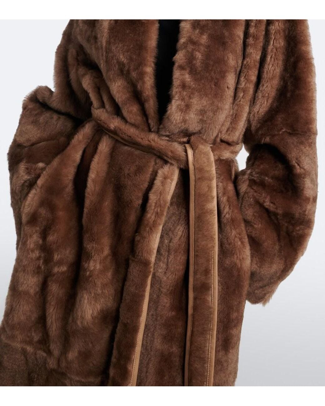 Nour Hammour Brown Davos Shearling Wrap Coat