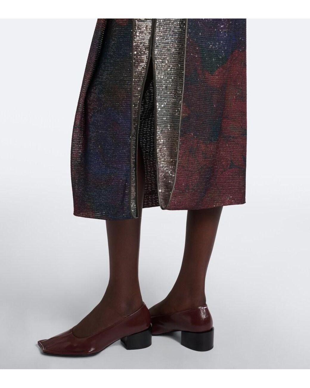 Maison Margiela Multicolor Draped Printed Sequined Midi Skirt