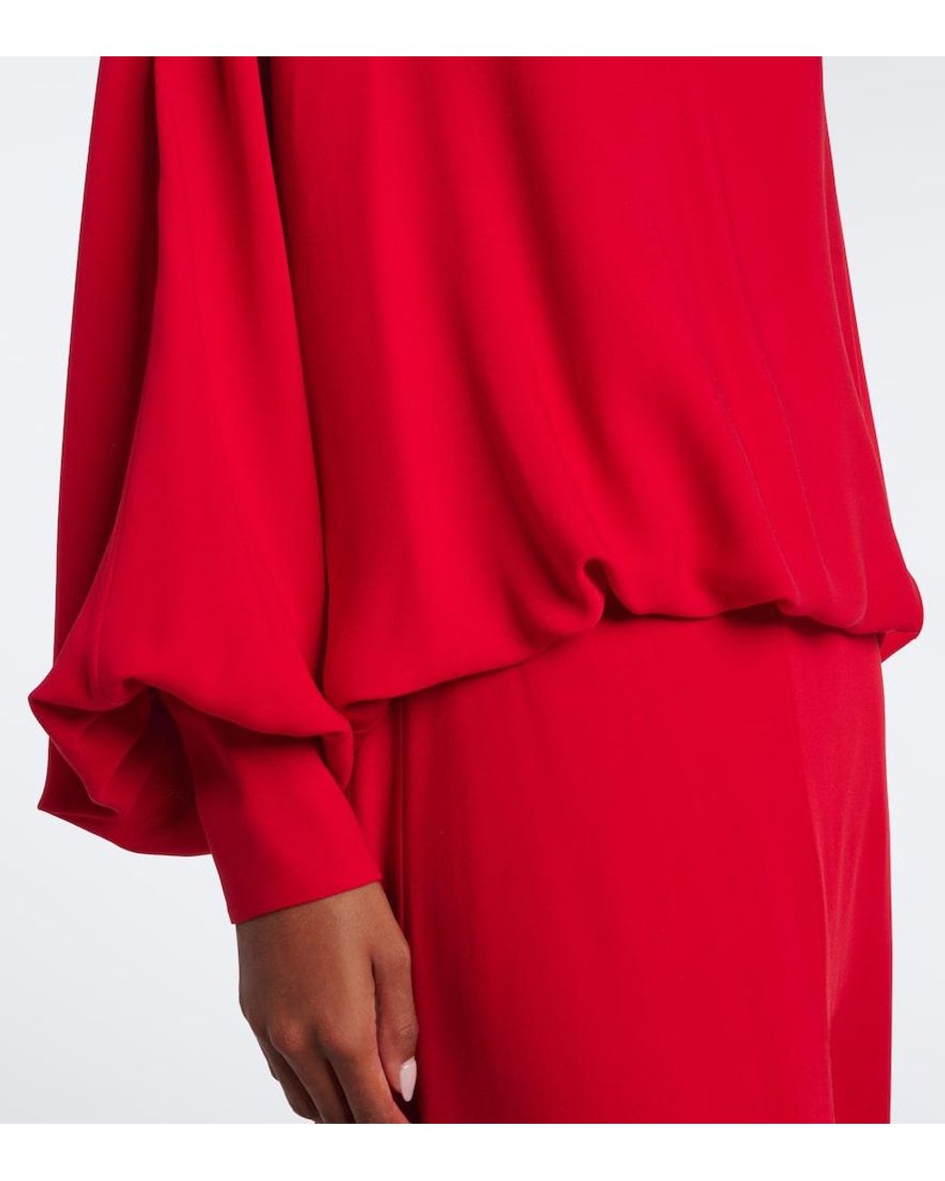 Valentino Garavani Red Silk Georgette Blouse