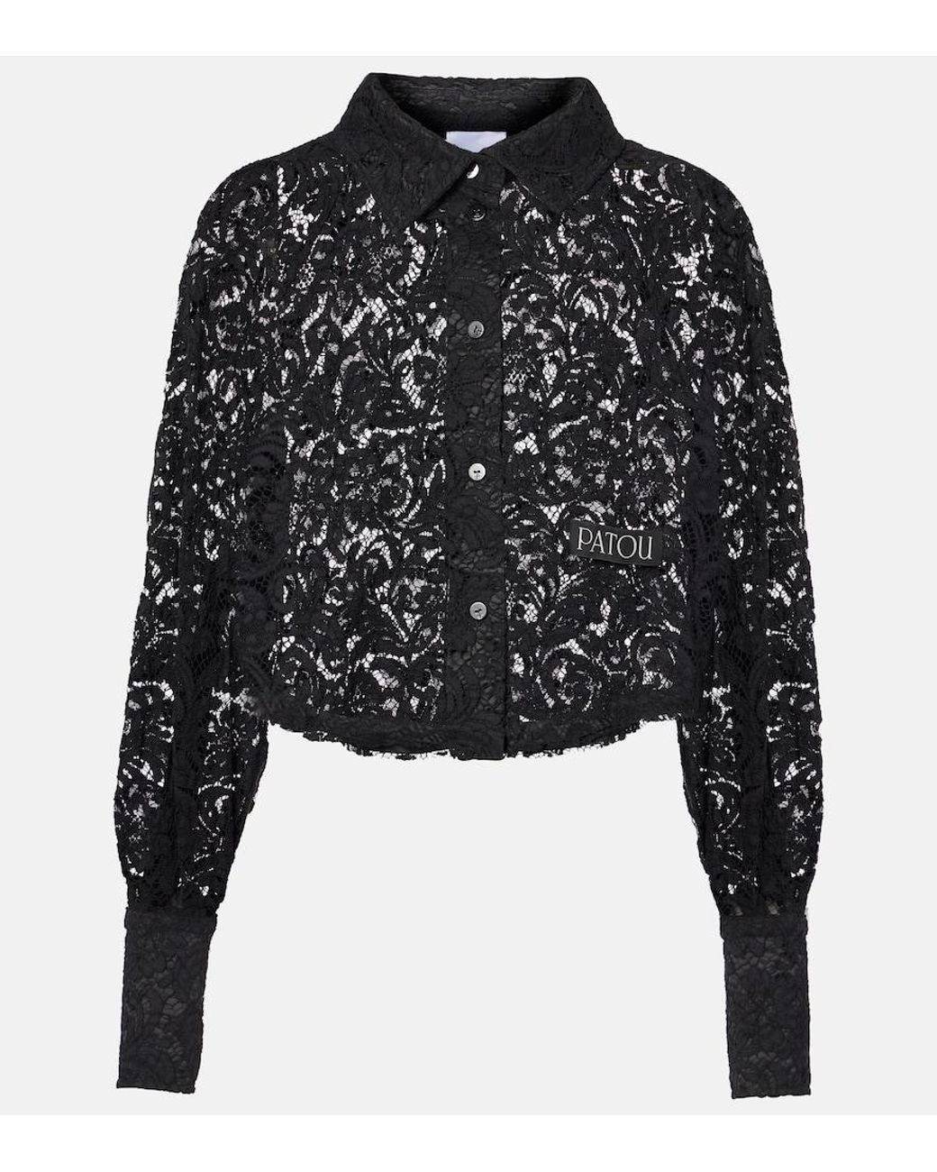 Patou Black Cropped Lace Blouse