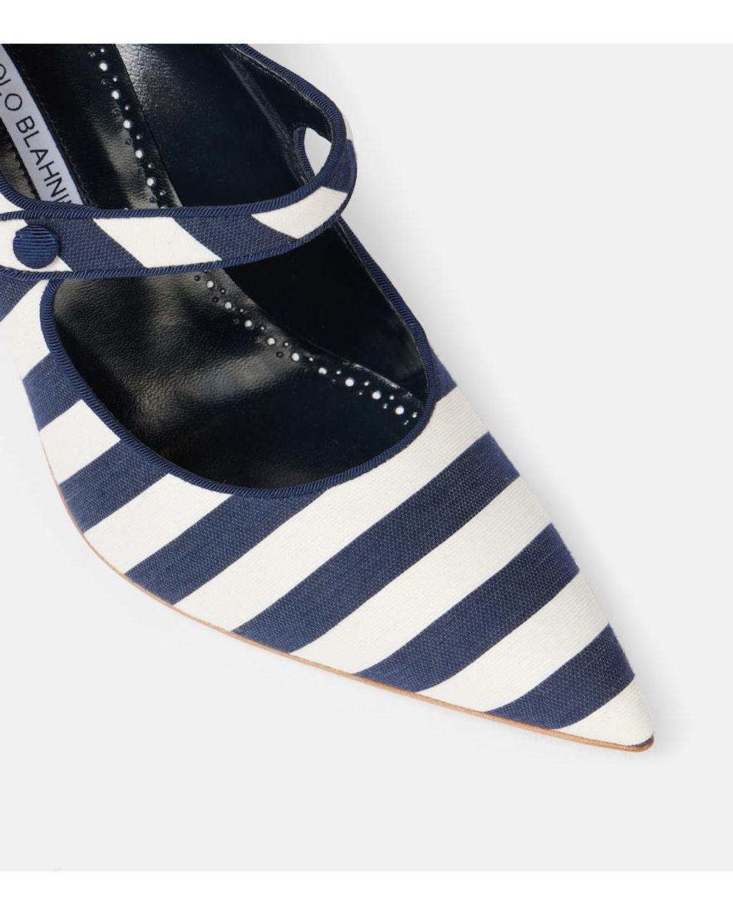Manolo Blahnik Blue Campari 90 Striped Mary Jane Pumps