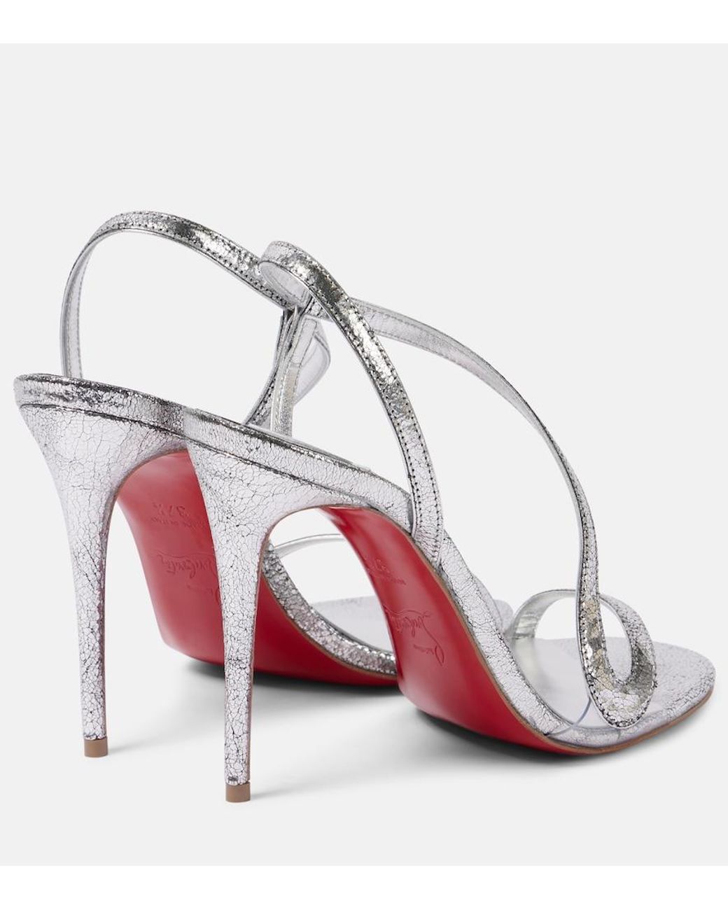 Christian Louboutin White Rosalie 100 Mirrored Leather Sandals