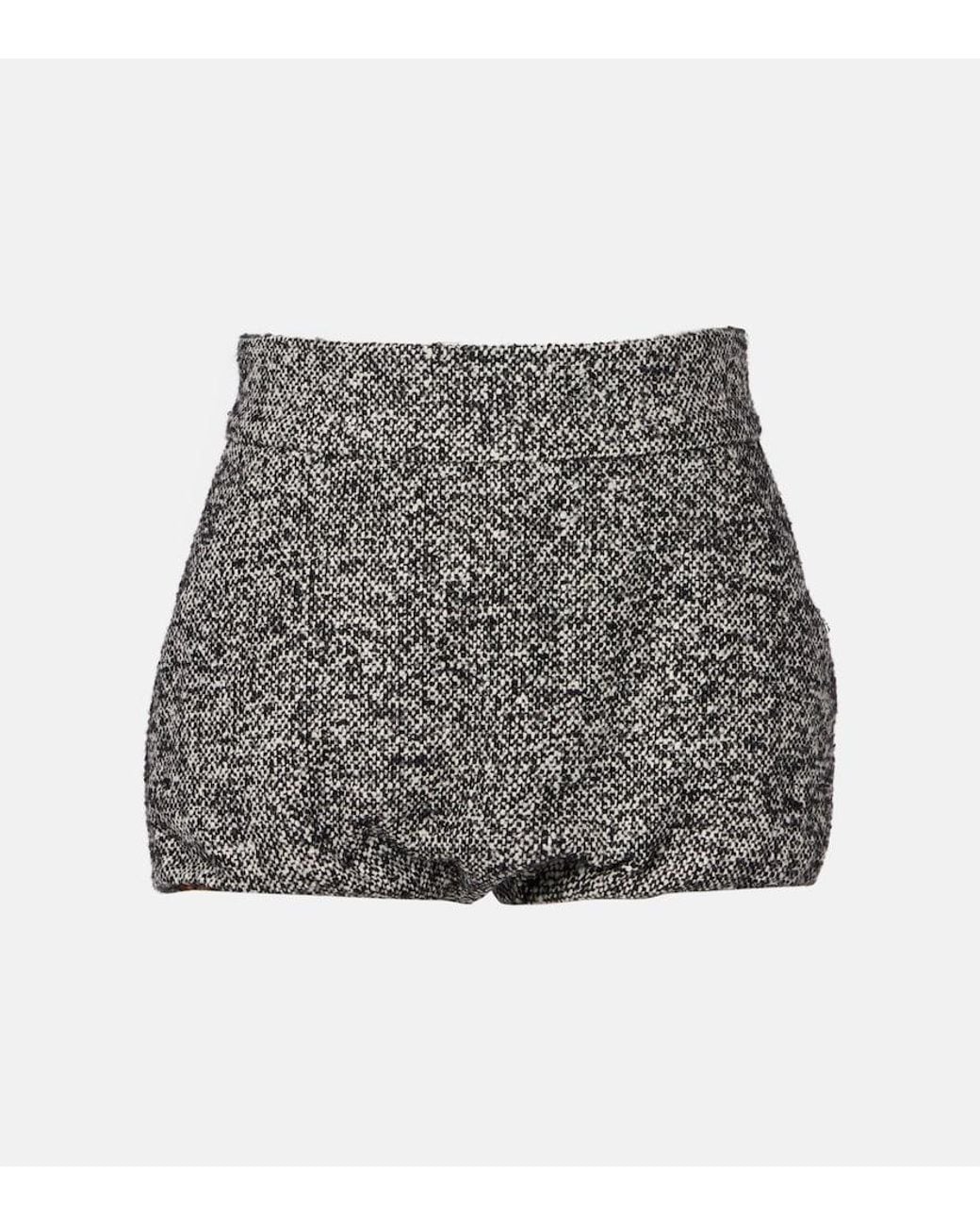 Dolce & Gabbana Gray Wool And Silk-Blend High-Rise Shorts