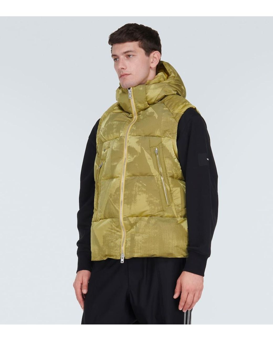 Y-3 Green Trompe-L'Oil Down Vest for men