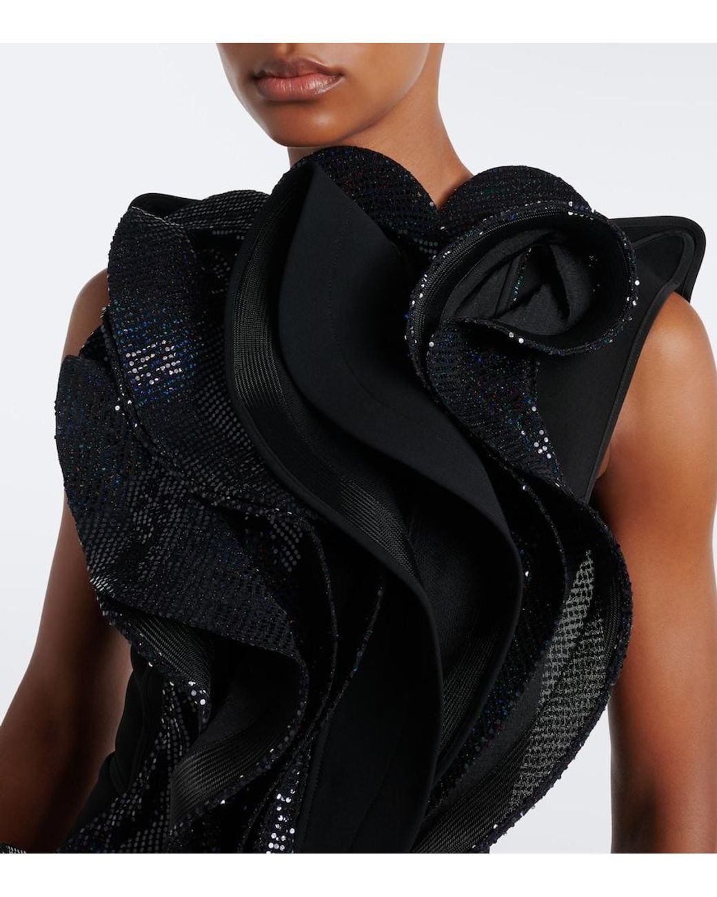 Maticevski Black Lavish Sequined Top