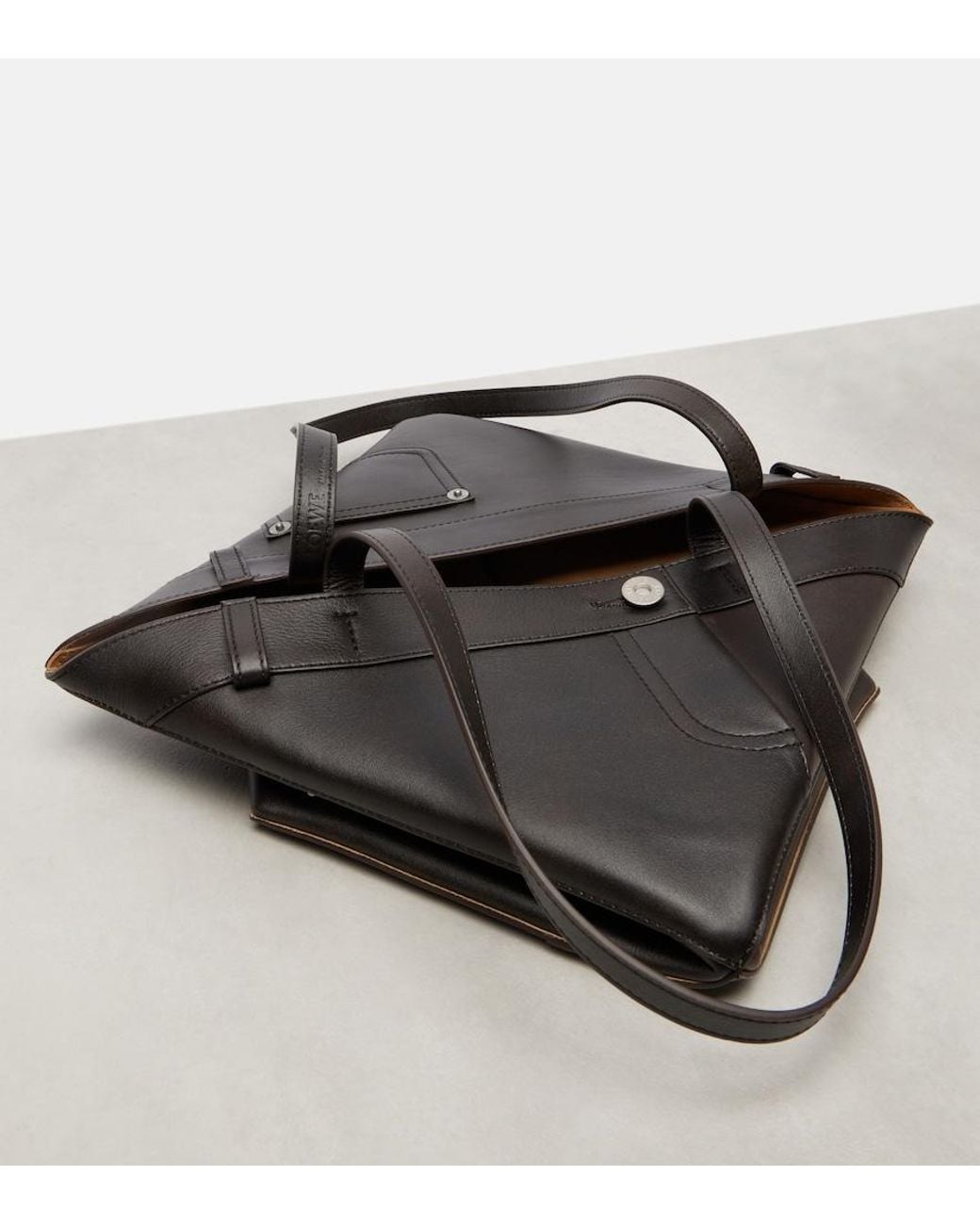 Loewe Black Puzzle Fold Medium Leather Tote Bag