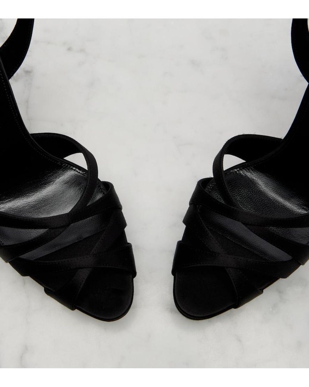 Saint Laurent Black Sandalen Chandelle Aus Satin