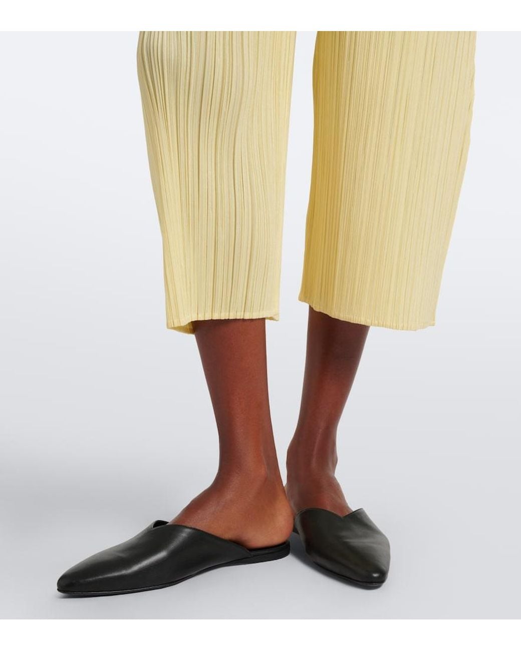 Pleats Please Issey Miyake Yellow Monthly Colors: July Pleated Wide-Leg Pants