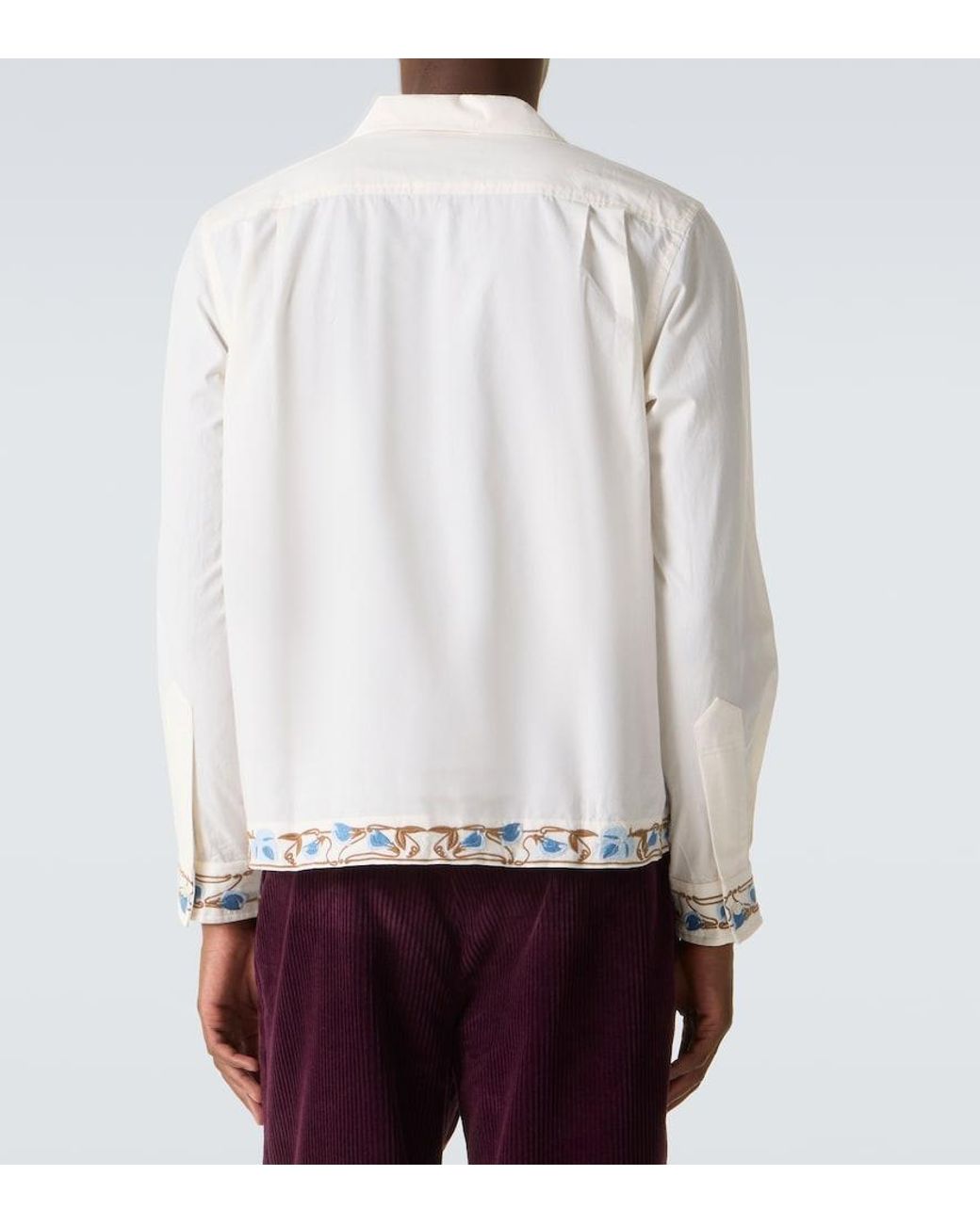 Bode White Nouveau Vine Cotton Poplin Shirt for men