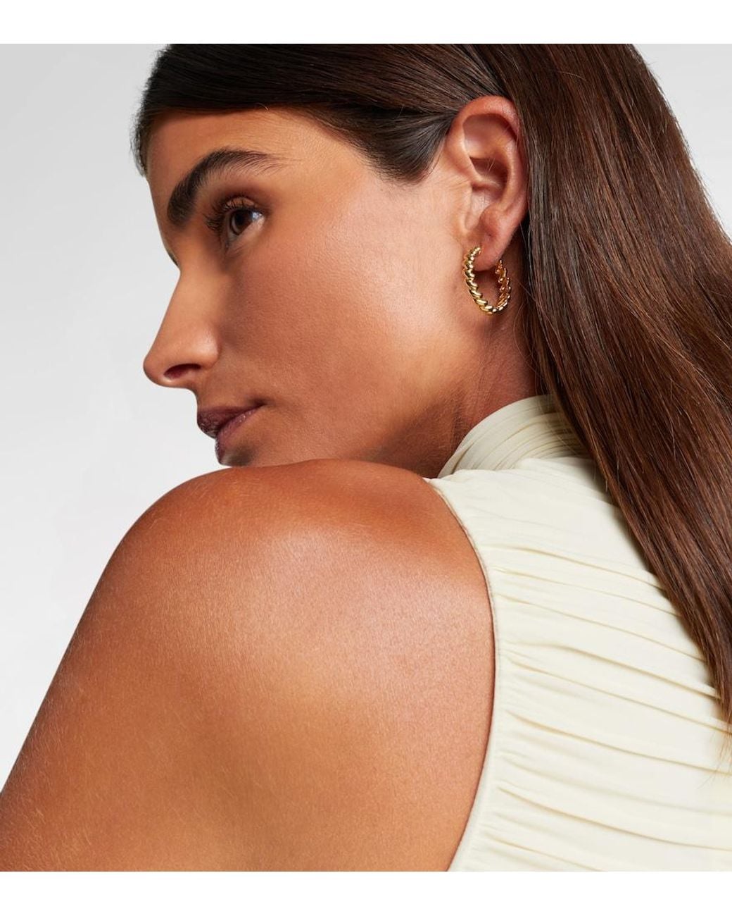 Anita Ko Metallic Coil 18Kt Hoop Earrings