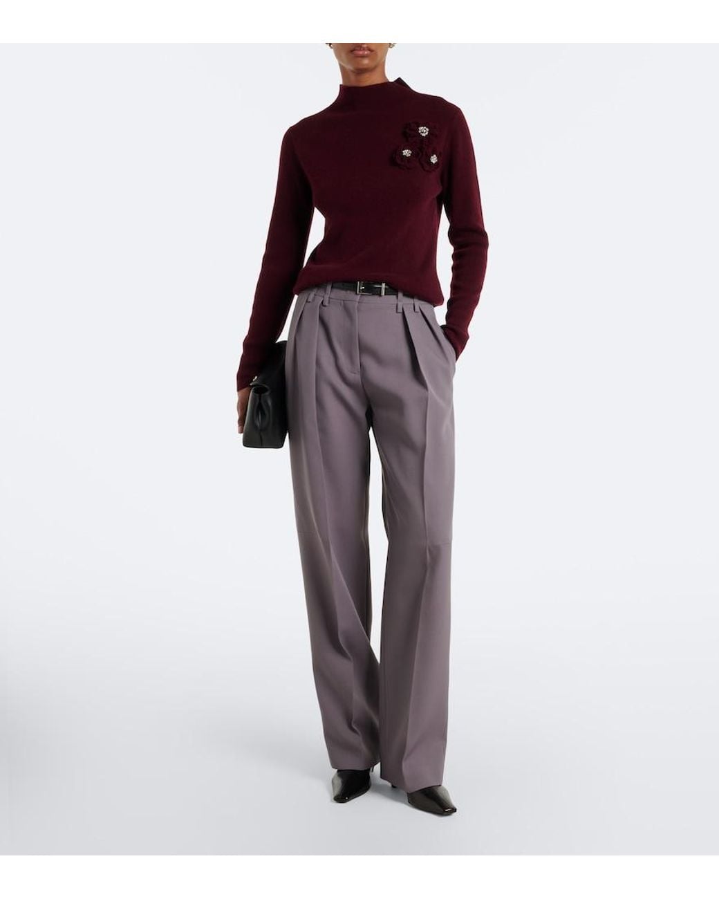Jardin Des Orangers Purple Embellished Wool And Cashmere Sweater