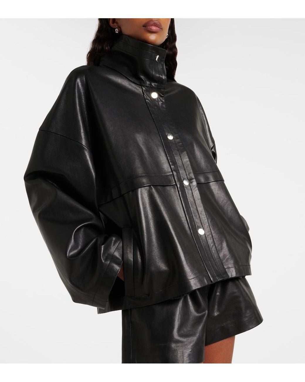 Nour Hammour Black Park Leather Jacket