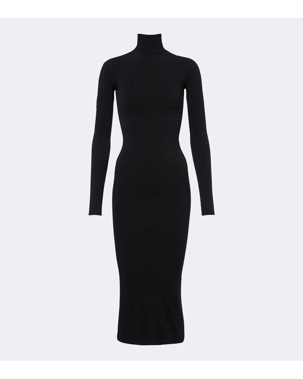Gucci Black Jersey Turtleneck Midi Dress