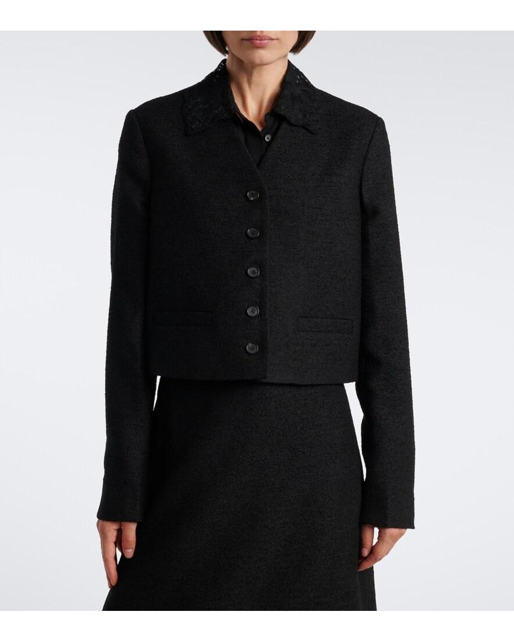 Fendi Black Wool-Blend Boucle Jacket