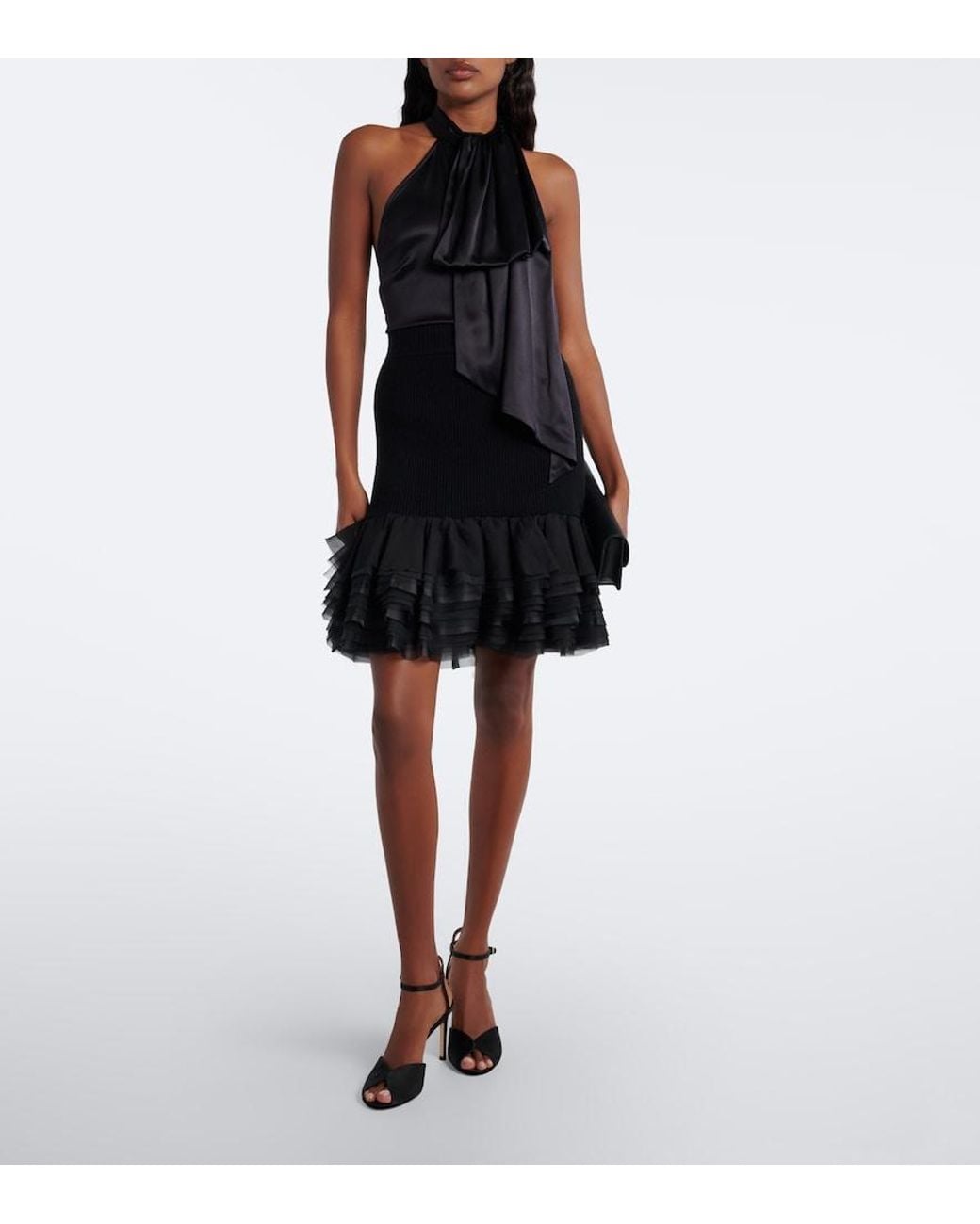 Nina Ricci Black Silk-Blend Satin Top