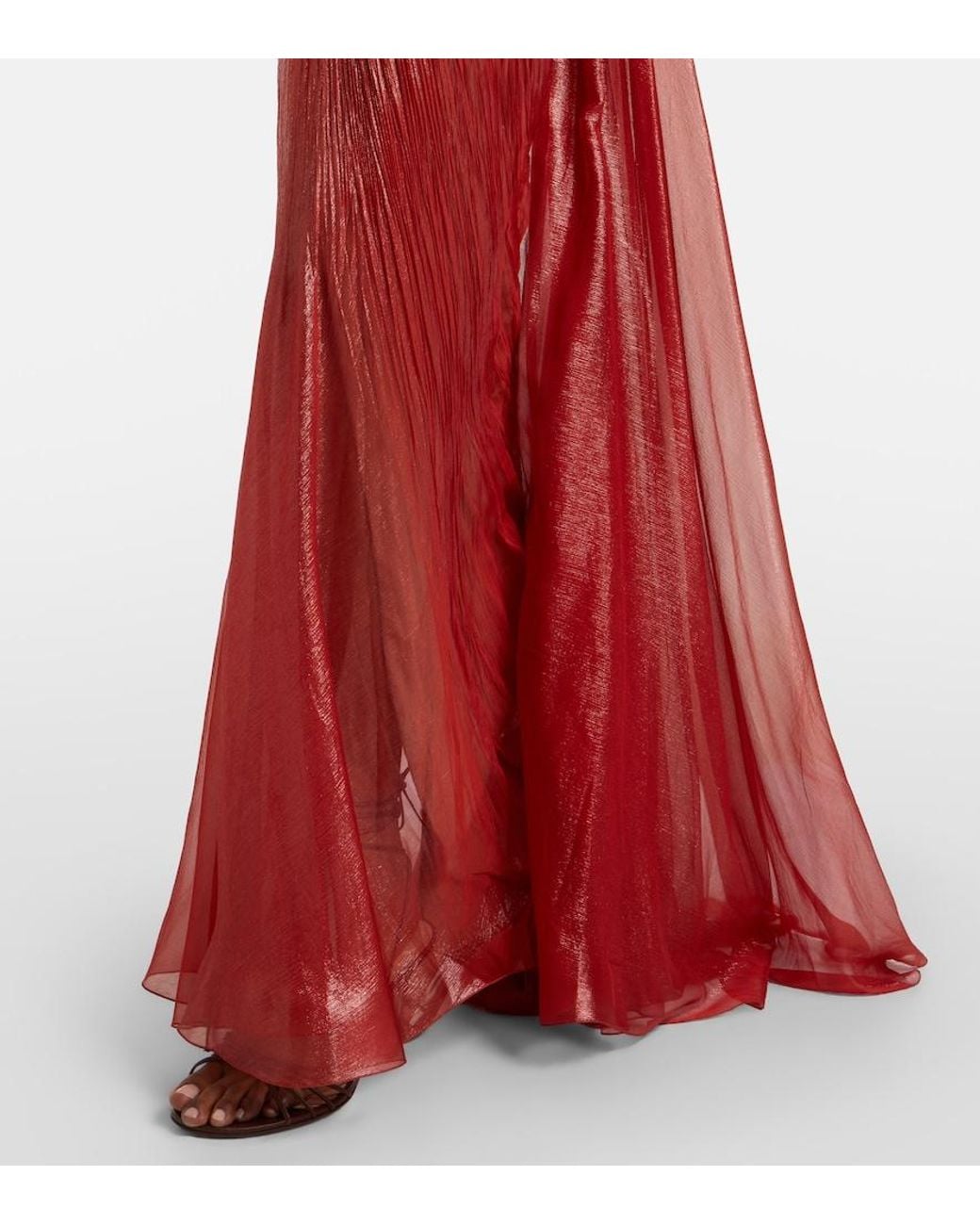 Maria Lucia Hohan Red Rachel Draped Silk Muslin Bustier Gown