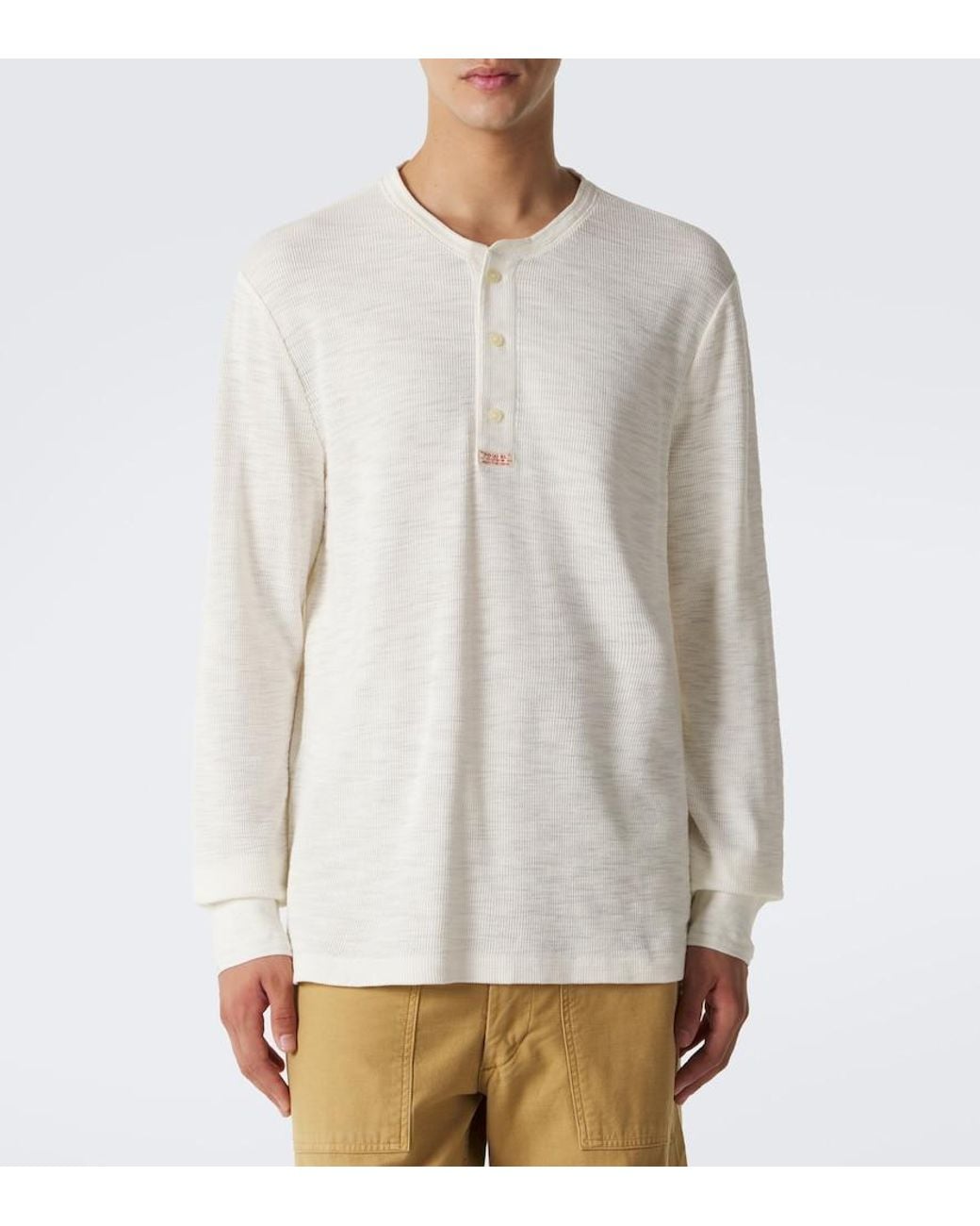 Polo Ralph Lauren White Waffle-Knit Cotton Henley Shirt for men