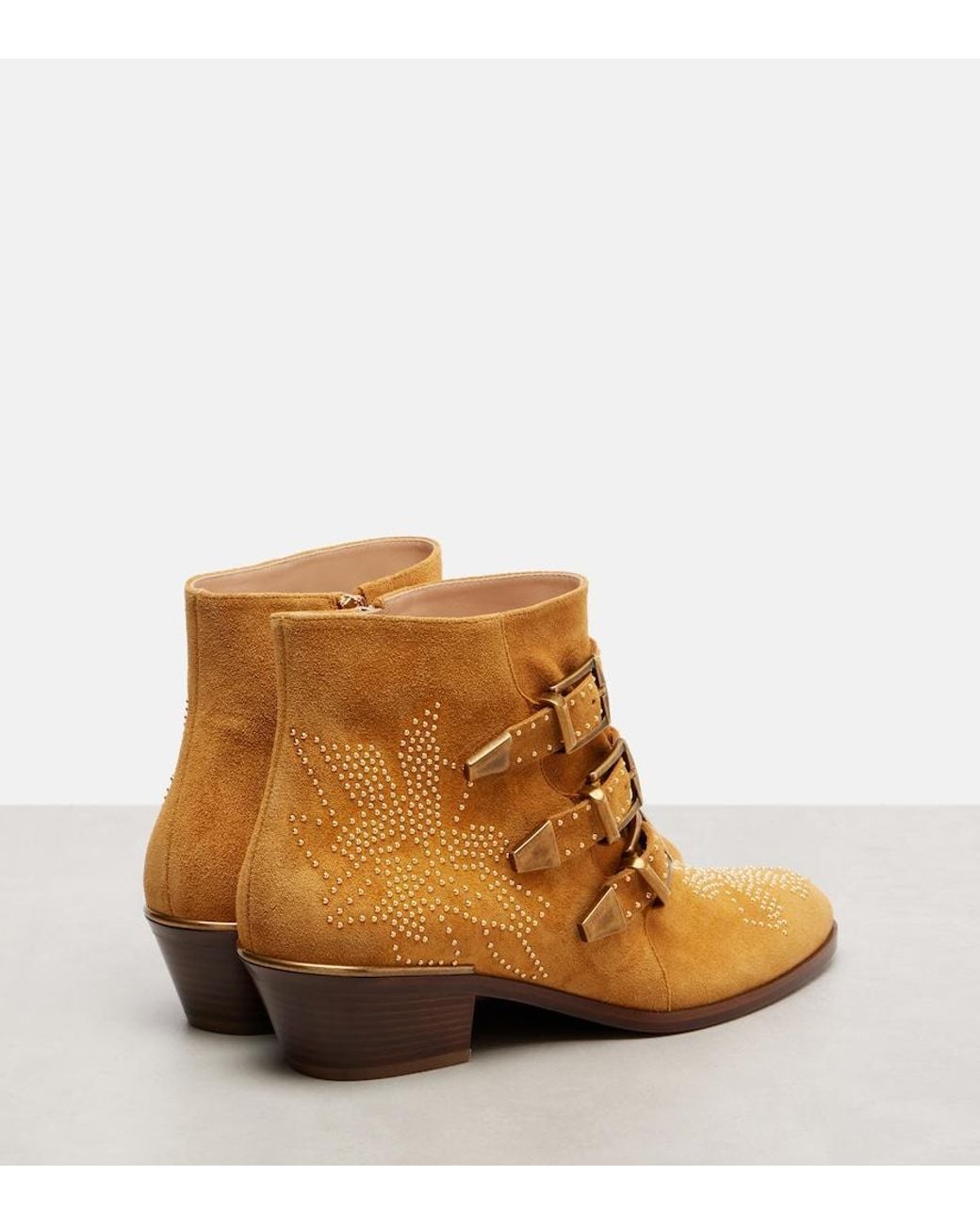 Chloé Brown Susanna Studded Suede Ankle Boots