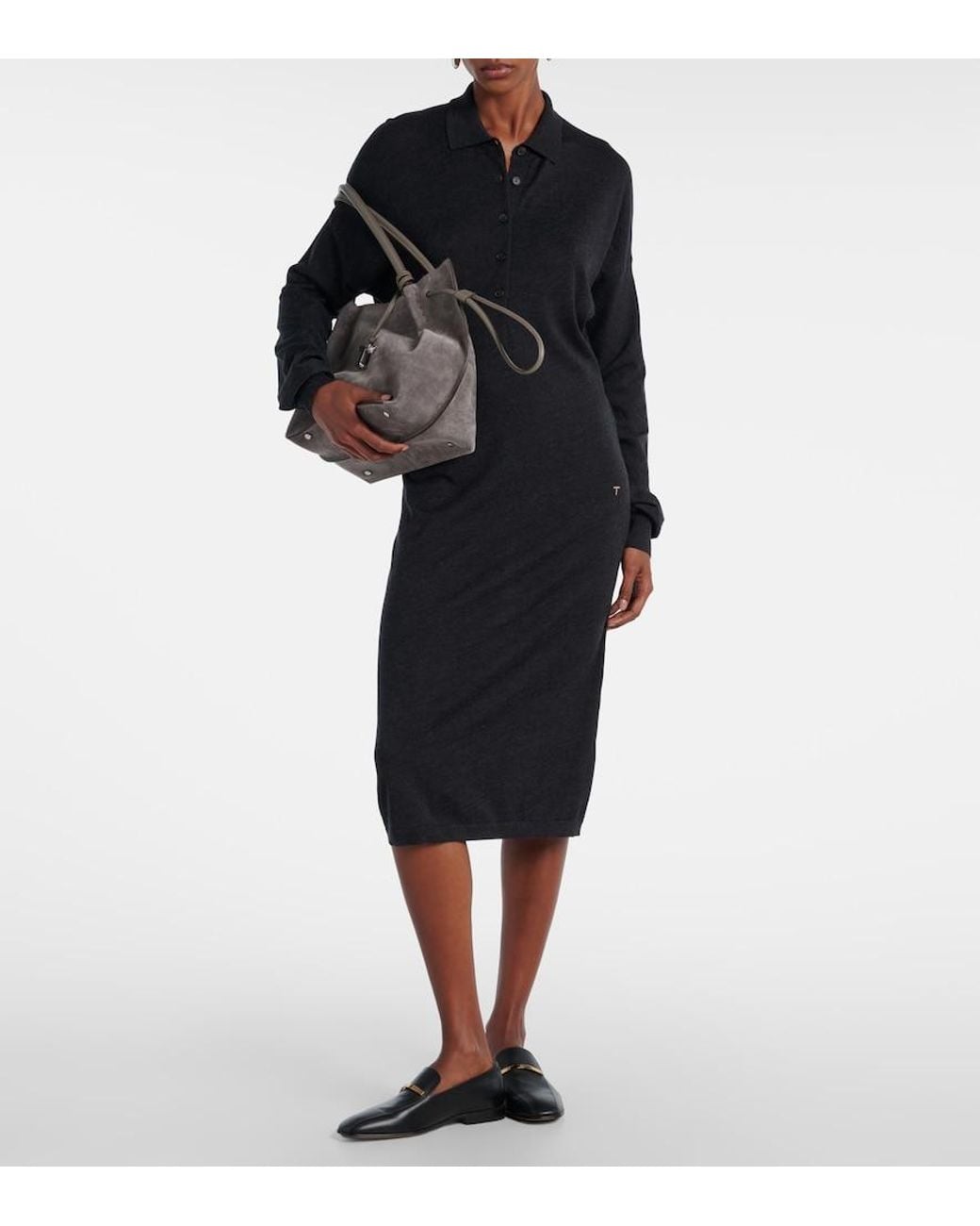 Tod's Blue Wool And Silk Polo Dress
